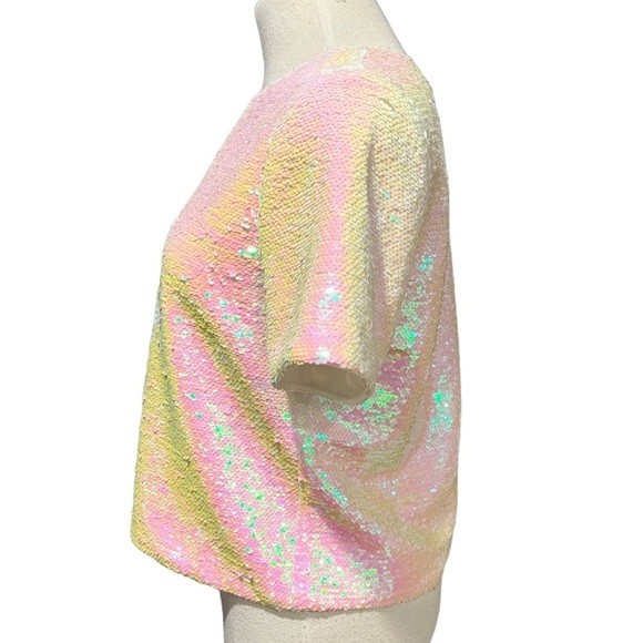 Forever 21 Sequin Top Short Sleeve Size - Picture 4 of 6